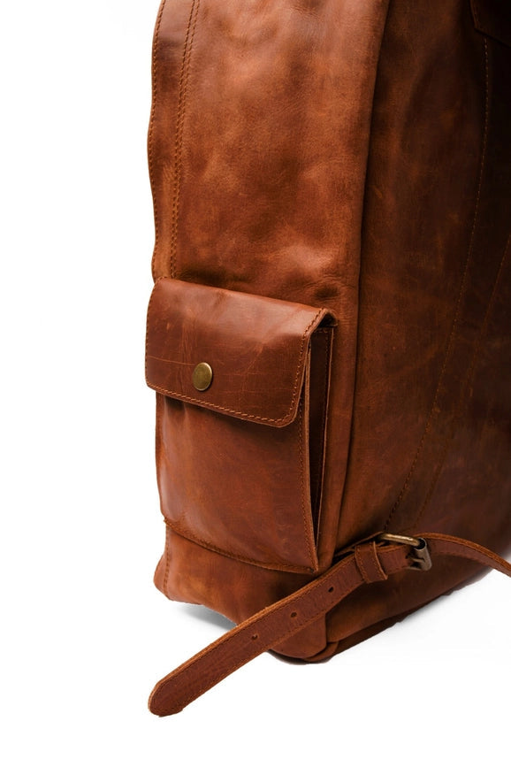 Nomad Leather Backpack Brown-Backpack-Belle & Bloom-12 x 6 x 18 in (30.5 x 15.2 x 45.7 cm)-Urbanheer