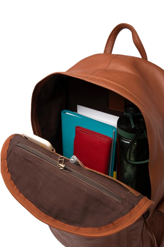 Nomad Leather Backpack Tan-Backpack-Belle & Bloom-12 x 6 x 18 in (30.5 x 15.2 x 45.7 cm)-Urbanheer