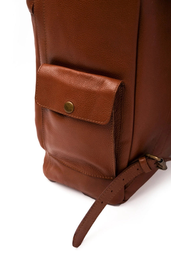 Nomad Leather Backpack Tan-Backpack-Belle & Bloom-12 x 6 x 18 in (30.5 x 15.2 x 45.7 cm)-Urbanheer