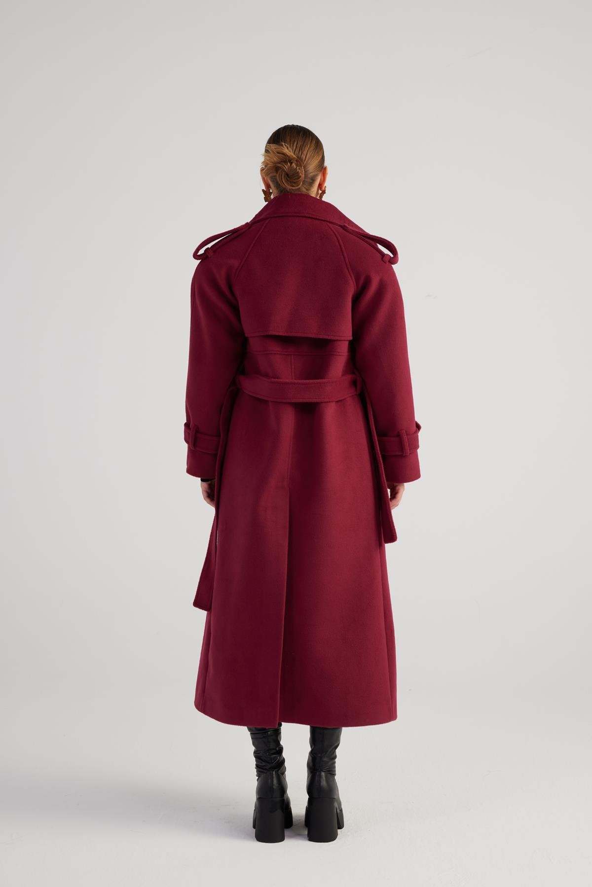 Nora Burgundy Cashmere Blend Maxi Coat-Trench Coats-Buy Me Fur Ltd-Burgundy-M-Polyester - Rayon Blend-Urbanheer