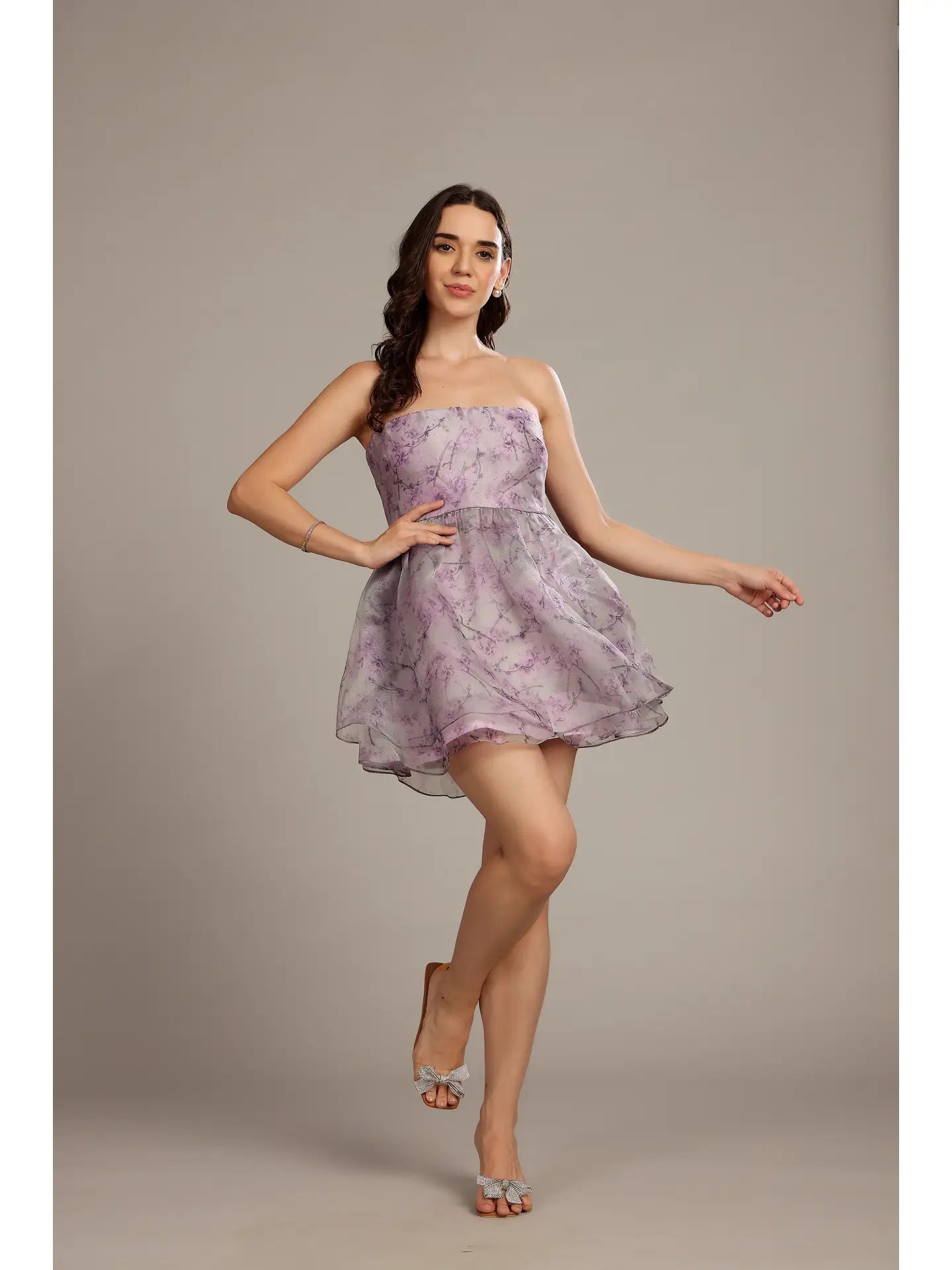 Nora Mini Dress in Lavender Lilac Floral from Lace & Beads exclusive – Urbanheer Nora Mini Dress in Lavender Lilac Floral from Lace & Beads exclusive – Urbanheer