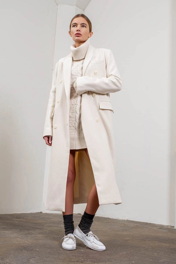 Notch Collar Button Front Long Line Coat-Coat-Moon River-XS-CREAM-Urbanheer