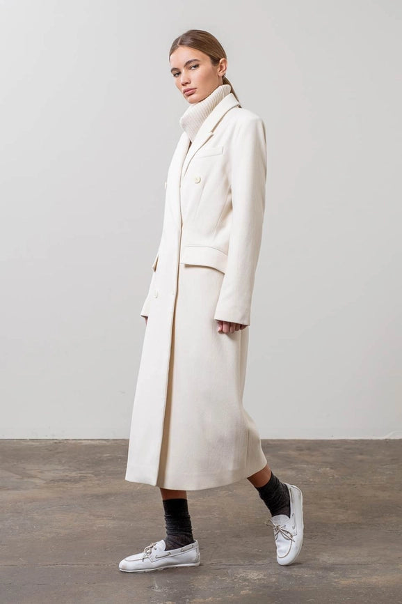 Notch Collar Button Front Long Line Coat-Coat-Moon River-XS-CREAM-Urbanheer