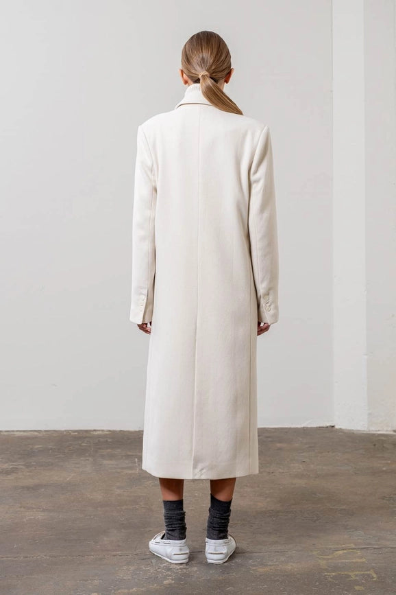 Notch Collar Button Front Long Line Coat-Coat-Moon River-XS-CREAM-Urbanheer