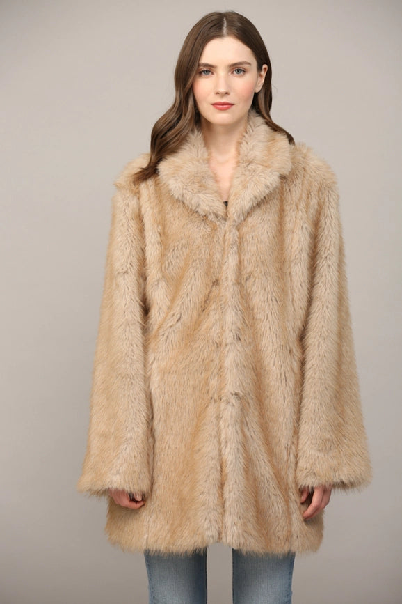 Notch Collar Faux Fur Coat-Coat-FATE-S-TAUPE-Urbanheer