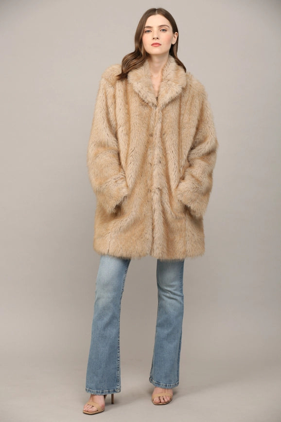 Notch Collar Faux Fur Coat-Coat-FATE-S-TAUPE-Urbanheer