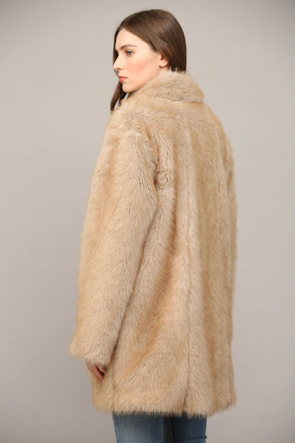 Notch Collar Faux Fur Coat-Coat-FATE-S-TAUPE-Urbanheer