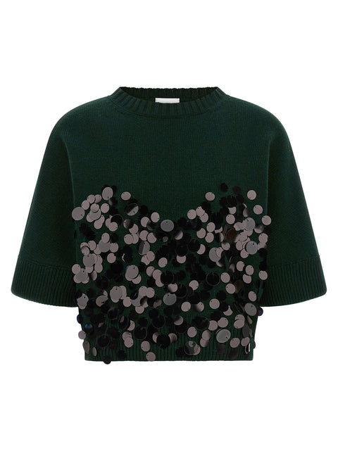Nude Sequin Cropped Sweater