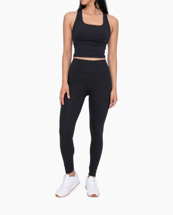 Nylon-Blend Essential Solid Leggings BLACK-Leggings-Mono B-S-BLACK-Urbanheer