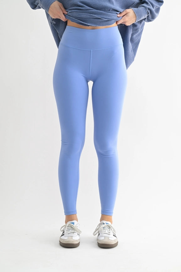 Nylon-Blend Essential Solid Leggings BLUE FOG-Leggings-Mono B-S-NATURAL-Urbanheer