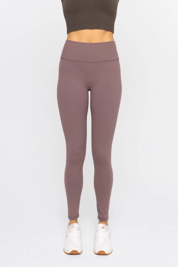 Nylon-Blend Essential Solid Leggings DEEP TAUPE-Leggings-Mono B-S-DEEP TAUPE-Urbanheer