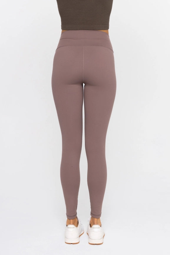 Nylon-Blend Essential Solid Leggings DEEP TAUPE-Leggings-Mono B-S-DEEP TAUPE-Urbanheer