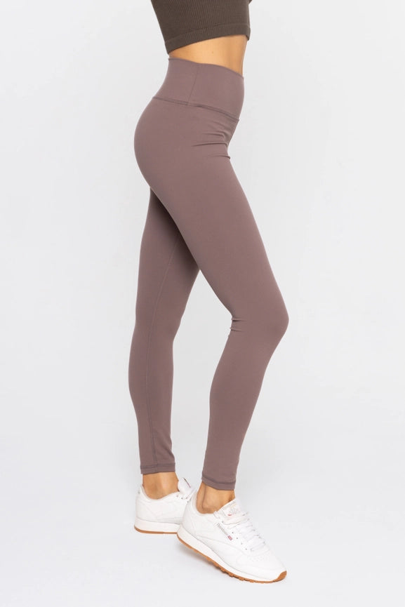 Nylon-Blend Essential Solid Leggings DEEP TAUPE-Leggings-Mono B-S-DEEP TAUPE-Urbanheer