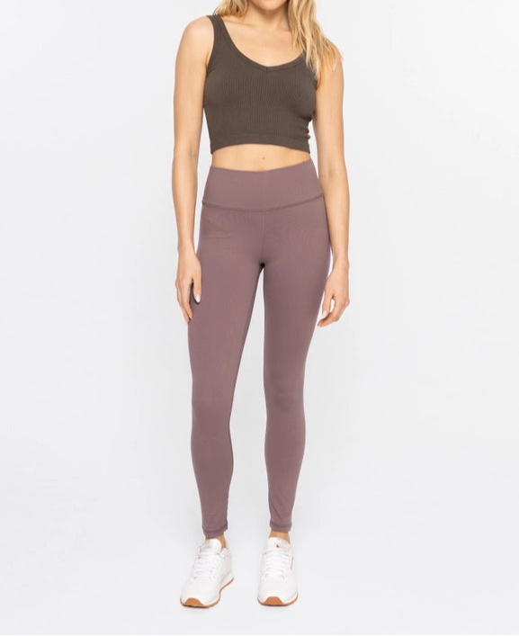 Nylon-Blend Essential Solid Leggings DEEP TAUPE-Leggings-Mono B-S-DEEP TAUPE-Urbanheer