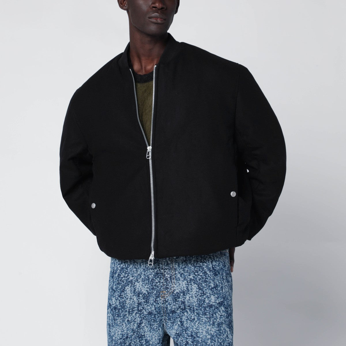 OAMC Black wool-blend bomber