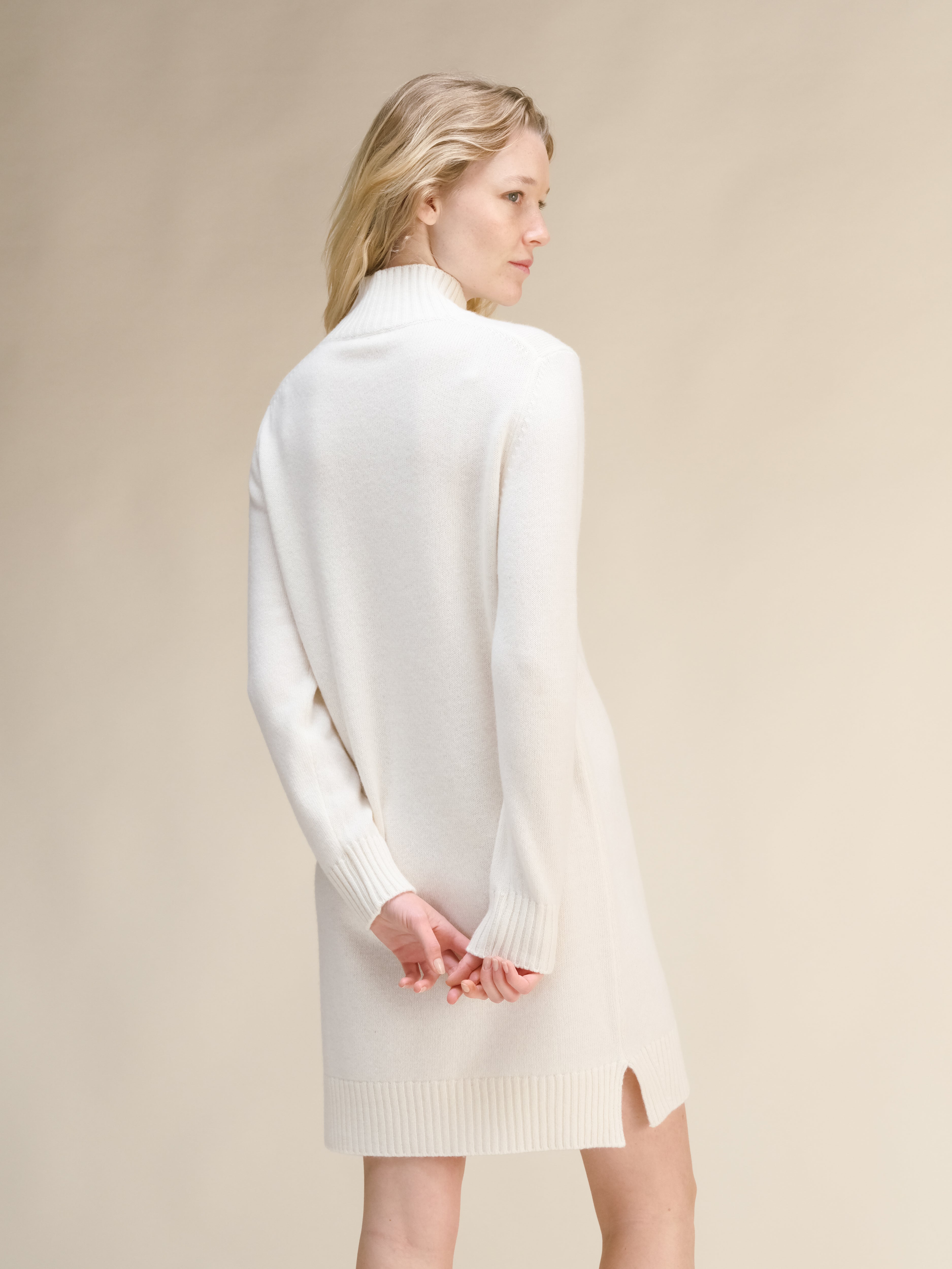 Cashmere Mix High Neck Midi Dress