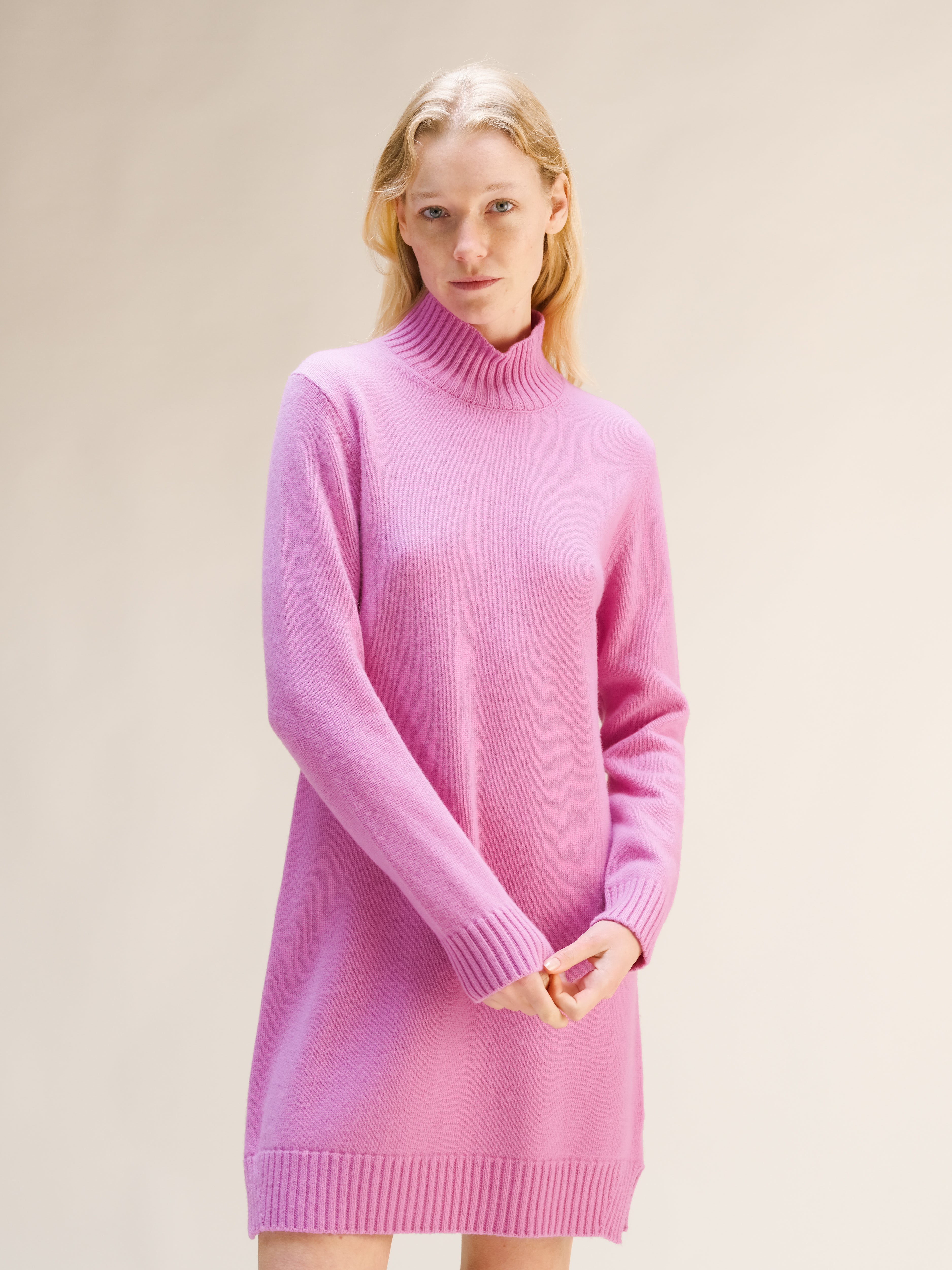 Cashmere Mix High Neck Midi Dress