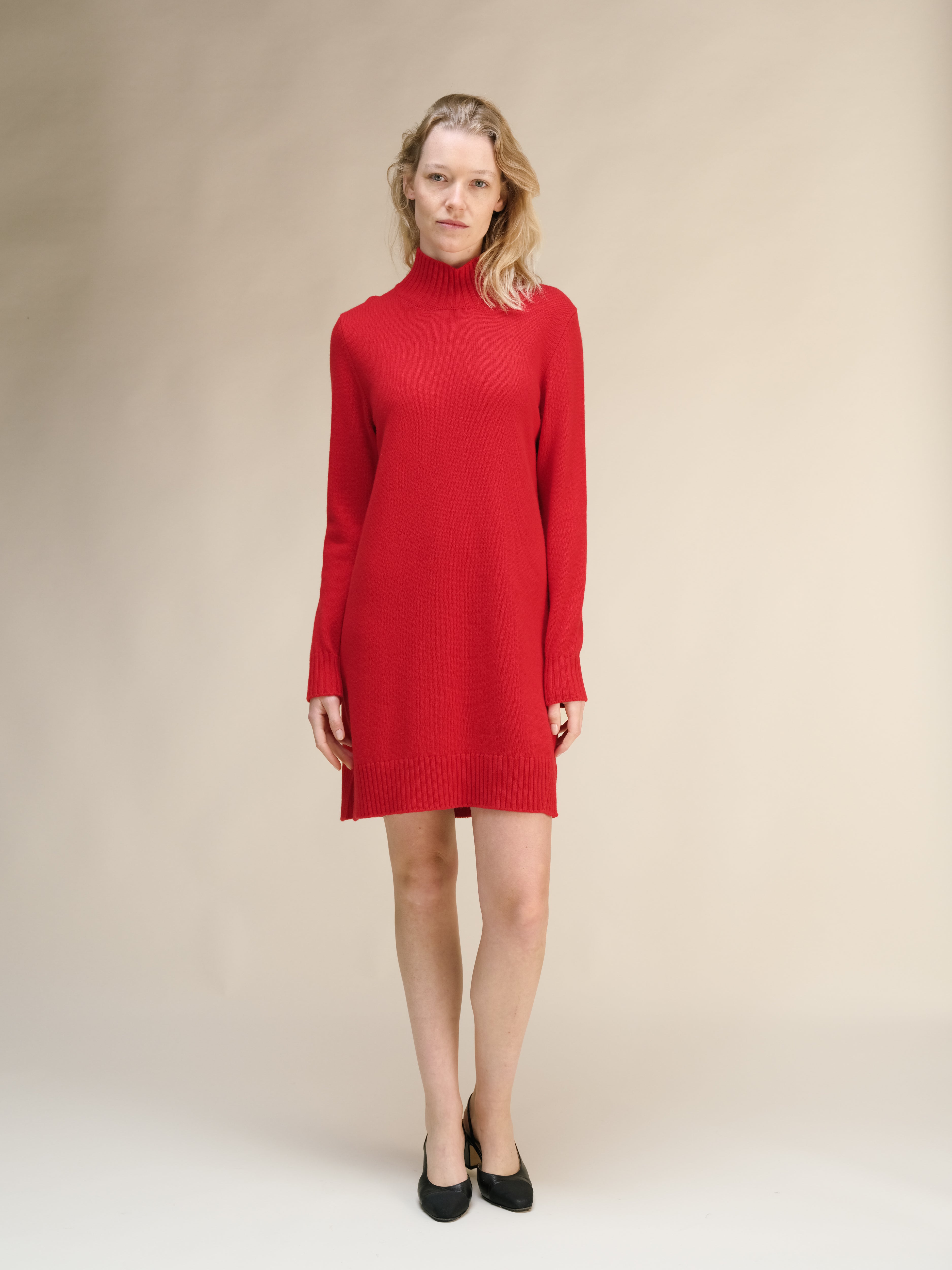 Cashmere Mix High Neck Midi Dress