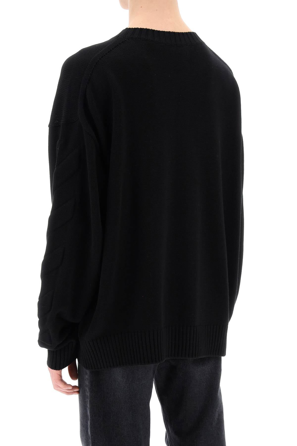 Off-White Sweater With Embossed Diagonal Motif Black-Off-White-S-Urbanheer