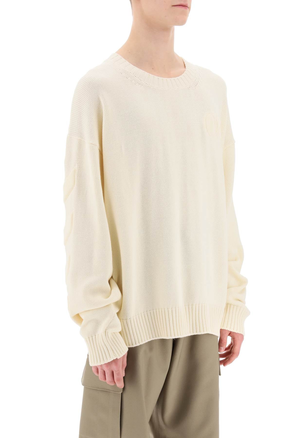 Off-White Sweater With Embossed Diagonal Motif Neutro-Off-White-S-Urbanheer
