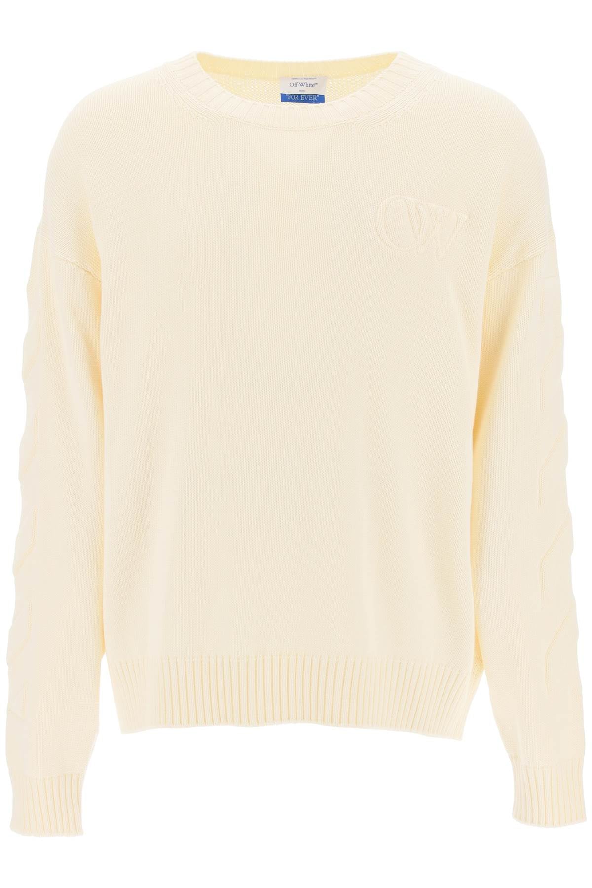 Off-White Sweater With Embossed Diagonal Motif Neutro-Off-White-S-Urbanheer