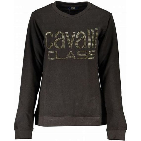 Cavalli Class Roundneck Sweatshirt Black with Gold Embellishments