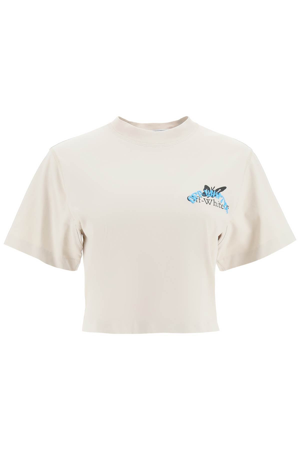 Off-White Cropped Butterfly T-Shirt-Men's Fashion - Men's Clothing - Shirts - Short Sleeve Shirts-OFF-WHITE-Youth-Beige-S-Urbanheer