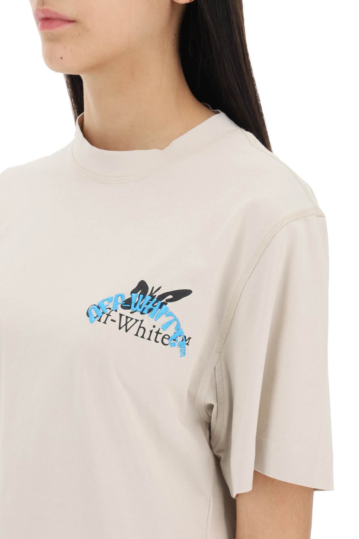 Off-White Cropped Butterfly T-Shirt-Men's Fashion - Men's Clothing - Shirts - Short Sleeve Shirts-OFF-WHITE-Youth-Beige-S-Urbanheer