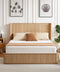 Oak Fluted Platform Bed Frame – Queen Size with Curved Headboard