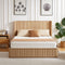 Oak Fluted Platform Bed Frame – Queen Size with Curved Headboard