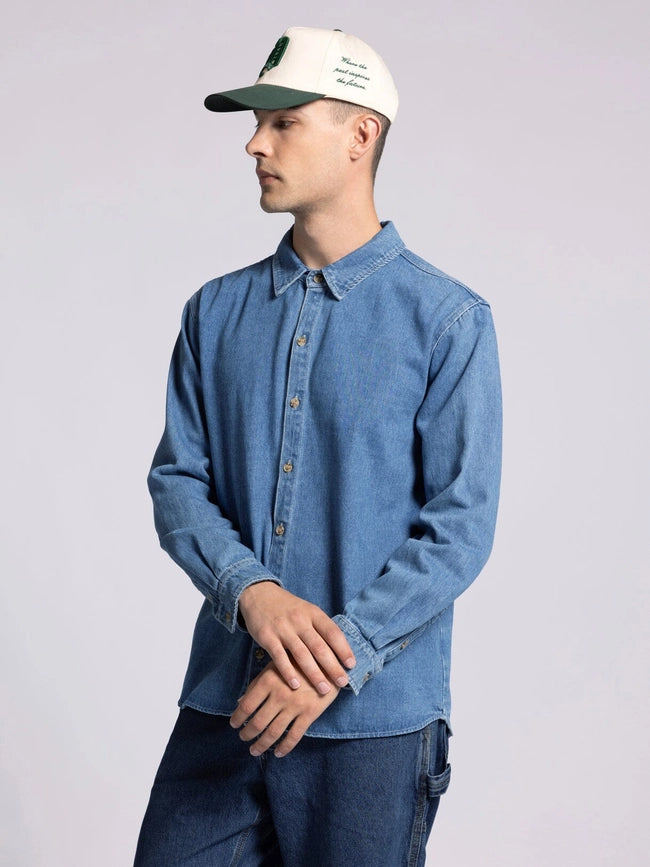 Oakland Shirt - Denim Button Up-Shirts-Thread & Supply (Mens)-S-WASHED INDIGO-Urbanheer