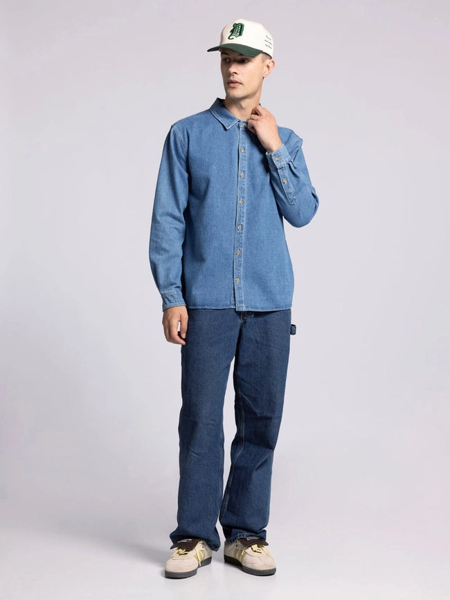 Oakland Shirt - Denim Button Up-Shirts-Thread & Supply (Mens)-S-WASHED INDIGO-Urbanheer