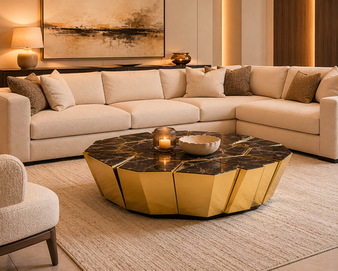 Obsidian Gold & Marble Coffee Table