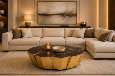 Obsidian Gold & Marble Coffee Table