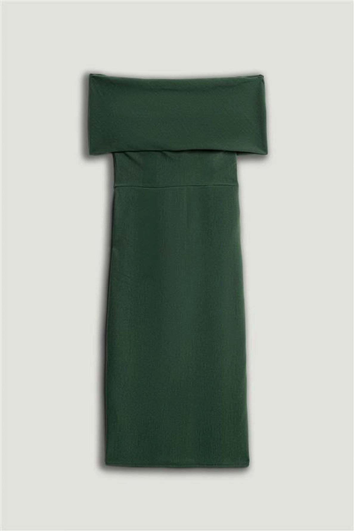 Off-Shoulder Foldover Column Midi Dress