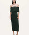 Off-Shoulder Foldover Column Midi Dress