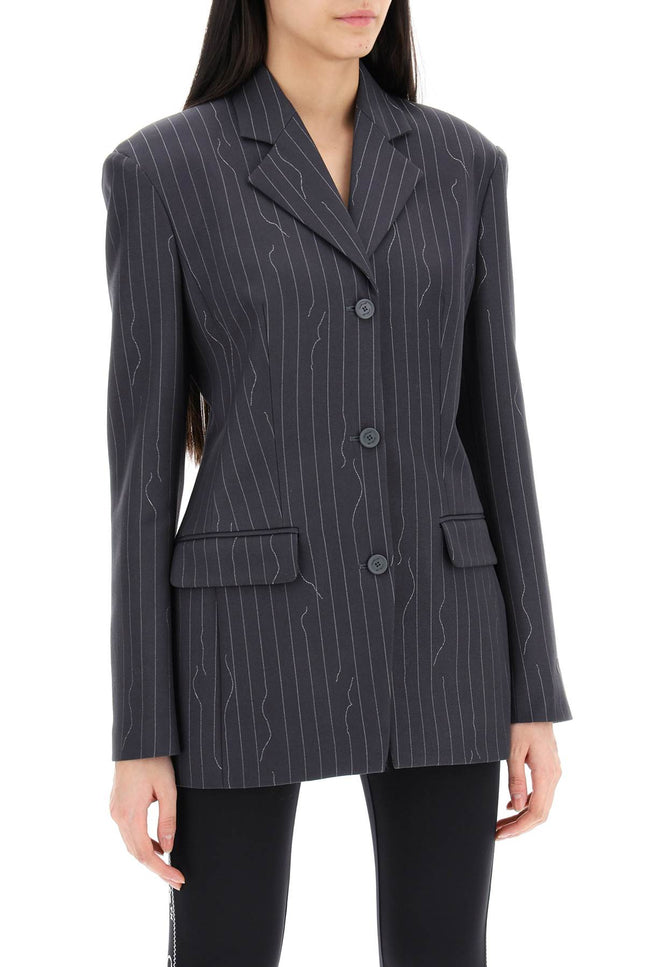 Off-white broken pinstripe pattern jacket with-women > clothing > jackets > blazers and vests-Off-White-Urbanheer
