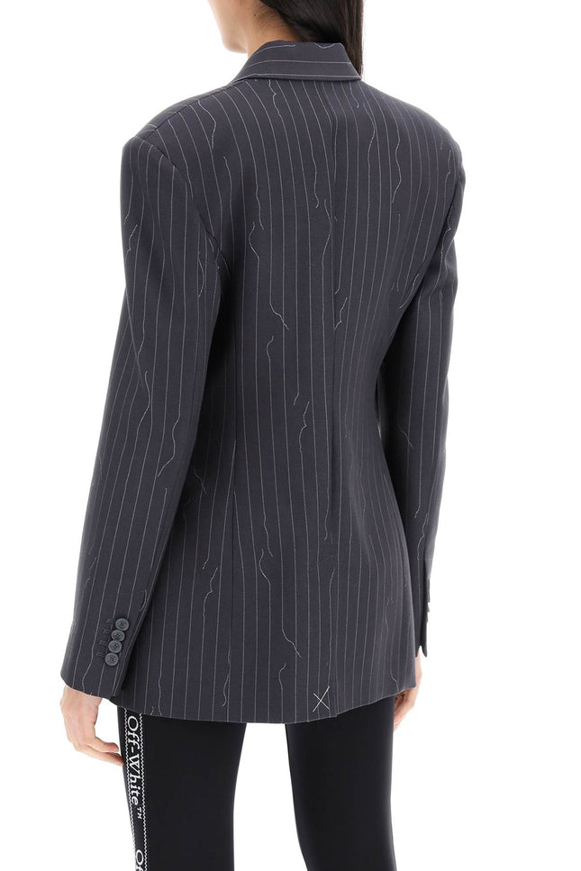 Off-white broken pinstripe pattern jacket with-women > clothing > jackets > blazers and vests-Off-White-Urbanheer
