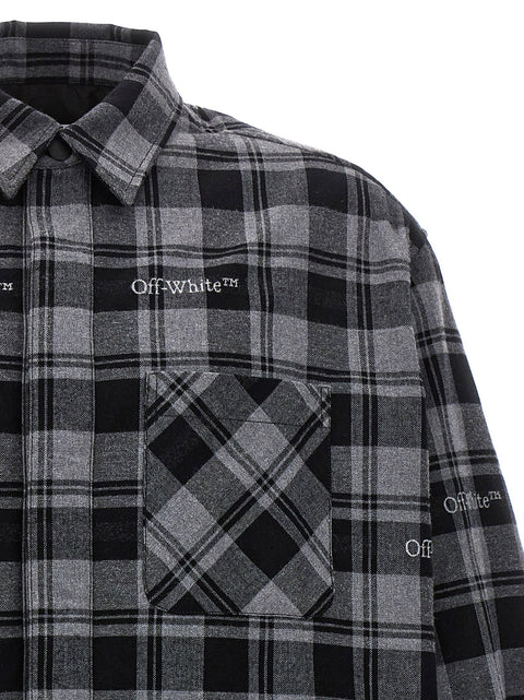 Off White Check Flannel Padded Jacket