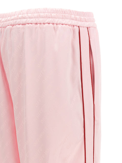 Off White Jacquard Satin Pajama Pants