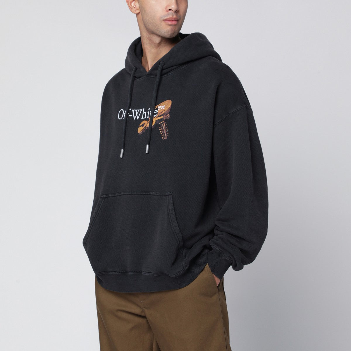 Off White Off-White™ Washed black Cupid Arrow Skate Logo hoodie