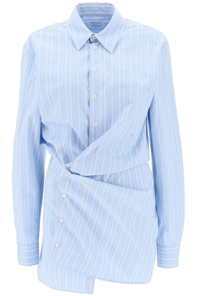 Off-white striped-poplin mini shirt dress-women > clothing > dresses > mini-Off-White-40-Light blue-Urbanheer