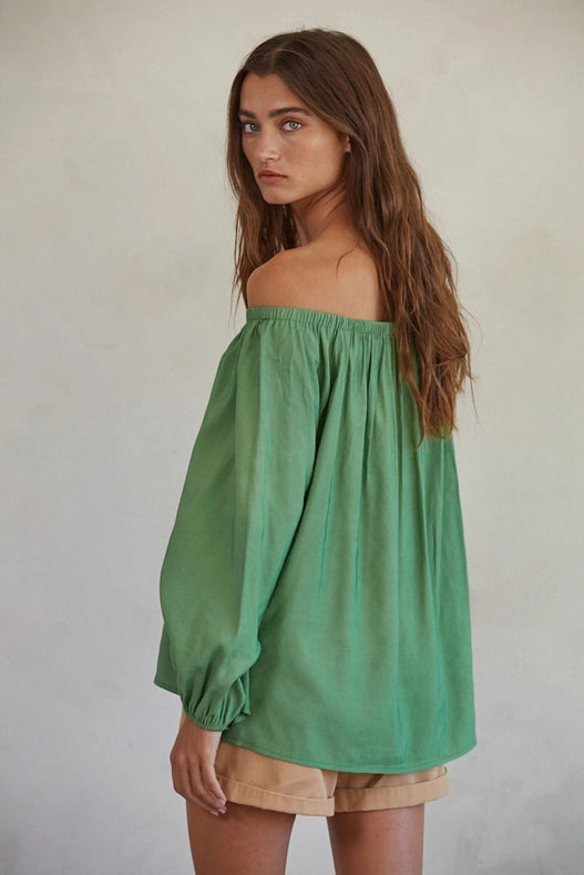 Off the Shoulder Long Sleeve Top Moss-TOP-By Together-S-Moss-Urbanheer
