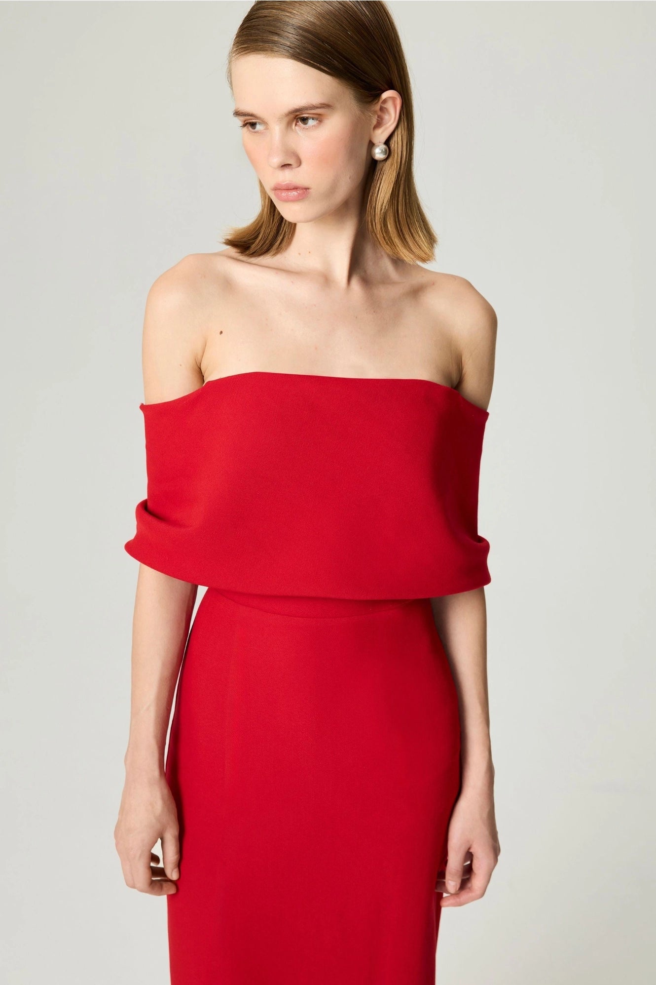 nocturne off the shoulder dress Nocturne Women's Off the Shoulder Midi Dress - Red
