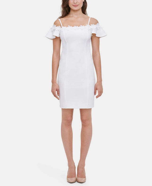 Off the Shoulder Sheath-Dress-Kensie Dresses-2-WHITE-Urbanheer