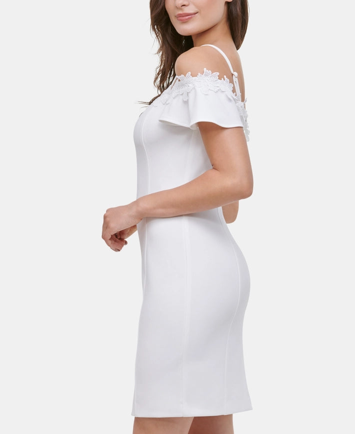 Off The Shoulder Sheath-Dress-Kensie Dresses-2-WHITE-Urbanheer