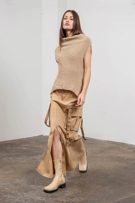 Off the Shoulders Short Sleeve Sweater Knit Top-Top-Moon River-XS-BEIGE-Urbanheer