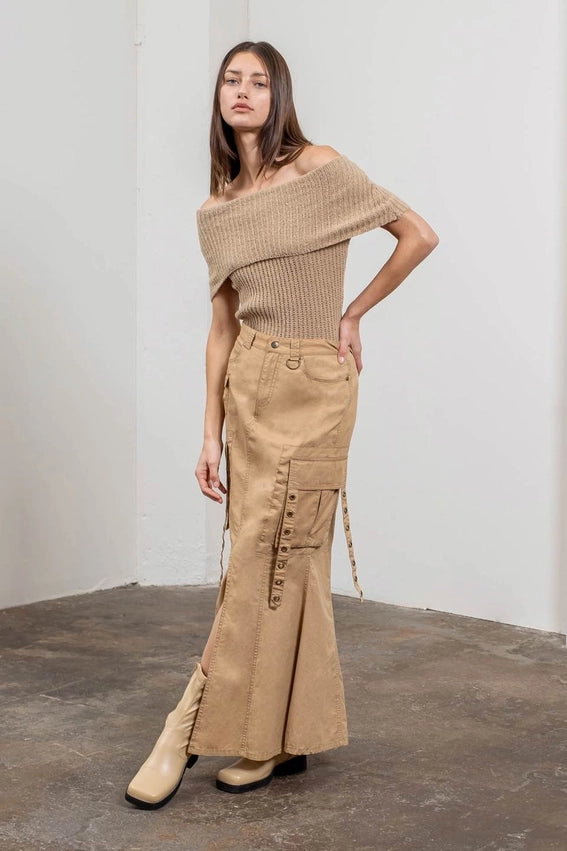 Off the Shoulders Short Sleeve Sweater Knit Top-Top-Moon River-XS-BEIGE-Urbanheer