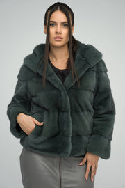 Olive Genuine Hooded Mink Fur Coat-Fur Coats-Buy Me Fur Ltd-Olive-XS-Genuine Mink Fur-Urbanheer