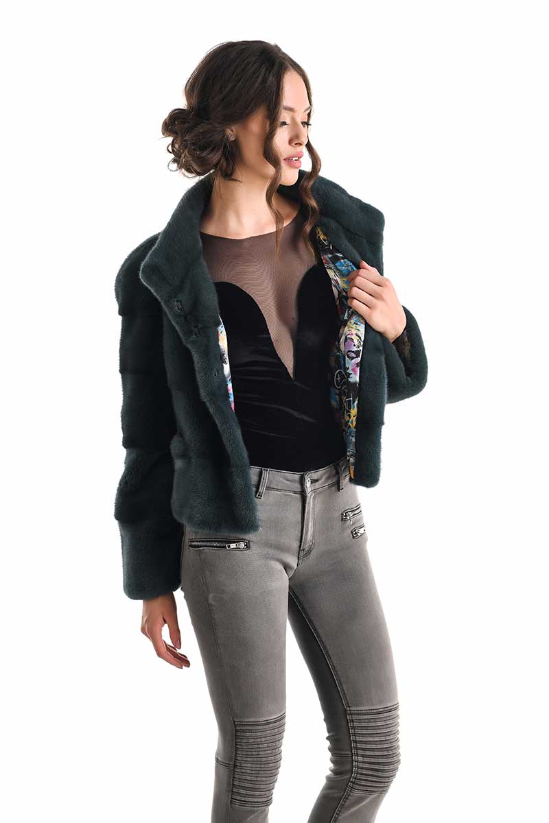 Olive Genuine Mink Fur Jacket-Fur Jackets-Buy Me Fur Ltd-Olive-S-Genuine Mink Fur-Urbanheer